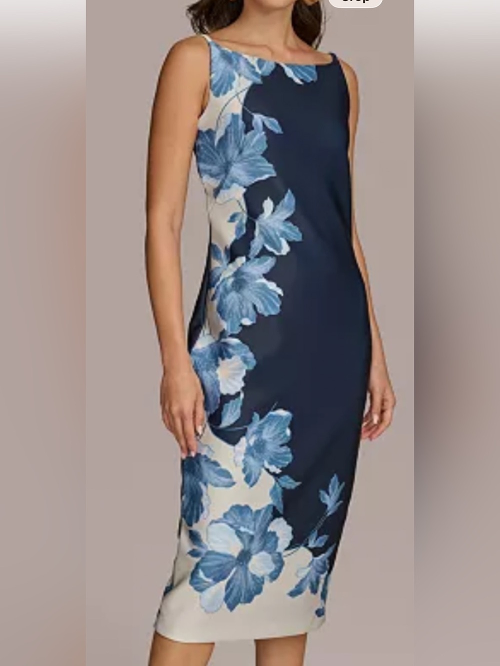 Donna Karan Navy and Blue Floral Midi Dress                  Originally $169